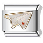Paper Airplane Italian Charm Italian charm bracelet link in stainless steel