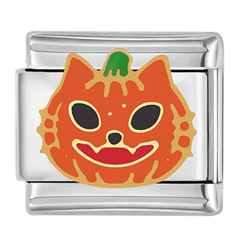 Cat Pumpkin Italian Charm Italian charm bracelet link in stainless steel