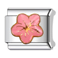 Pink Flower Italian Charm Italian charm bracelet link in stainless steel