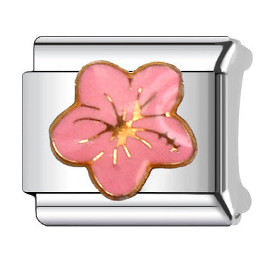 Pink Flower Italian Charm Italian charm bracelet link in stainless steel