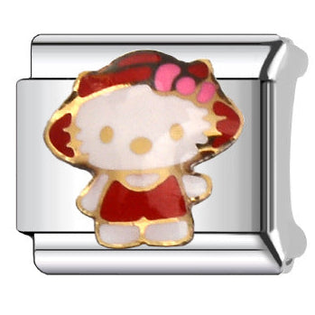 Beach Kitty Italian charm bracelet link in stainless steel
