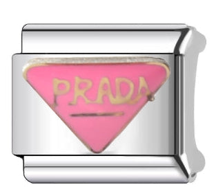 Pink Prada Italian Charm Italian charm bracelet link in stainless steel