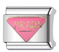 Pink Prada Italian Charm Italian charm bracelet link in stainless steel