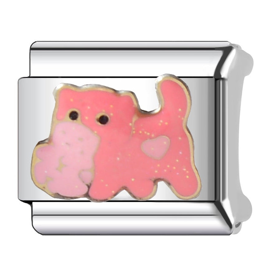 Cat Bear Italian Charm Italian charm bracelet link in stainless steel