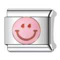 Pink Smiley Face Italian charm bracelet link in stainless steel
