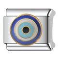 Aura Evil Eye Italian charm bracelet link in stainless steel