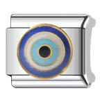 Aura Evil Eye Italian charm bracelet link in stainless steel