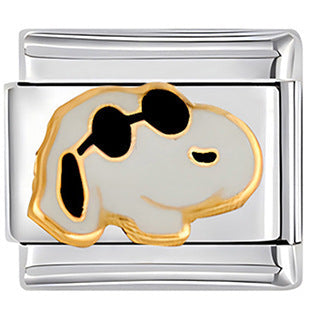 Snoopy Joe Cool Head Italian Charm Italian charm bracelet link in stainless steel