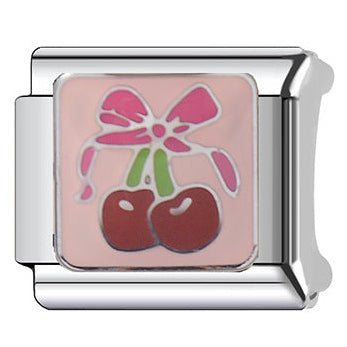 DARK PINK BOW CHERRY ITALIAN CHARM