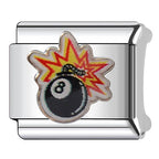 8 Ball Bomb Italian Charm Italian charm bracelet link in stainless steel