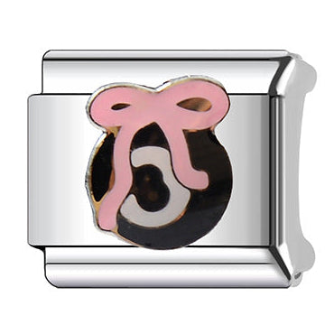 8 Ball Bow Italian Charm Italian charm bracelet link in stainless steel