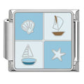 4 Grid Ocean Italian Charm Italian charm bracelet link in stainless steel