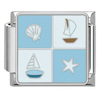 4 Grid Ocean Italian Charm Italian charm bracelet link in stainless steel