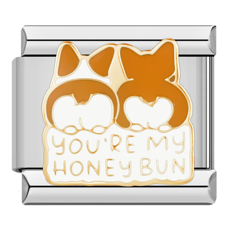 You'Re My Honey Bun Italian Charm Italian charm bracelet link in stainless steel