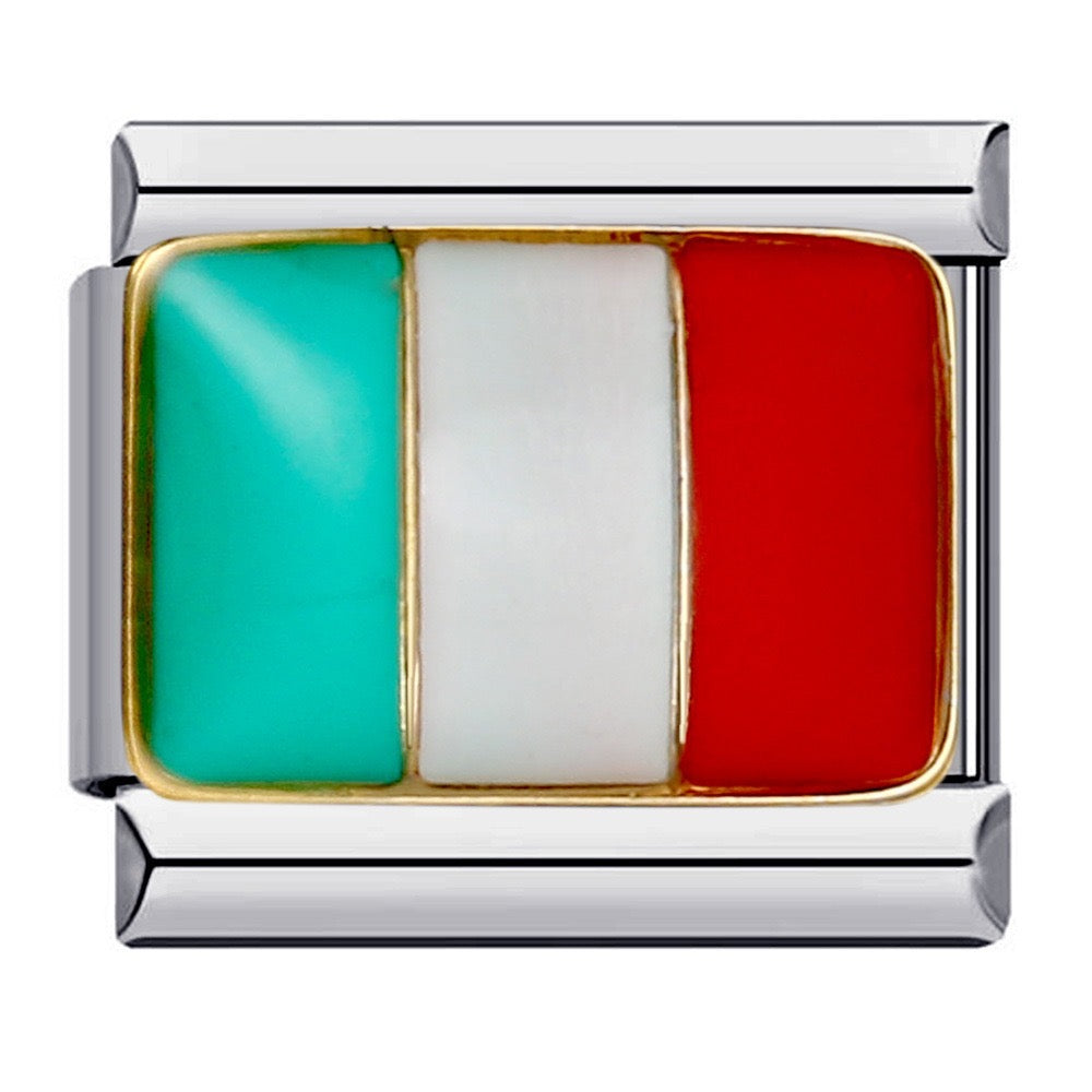 Italy Flag Italian Charm Italian charm bracelet link in stainless steel