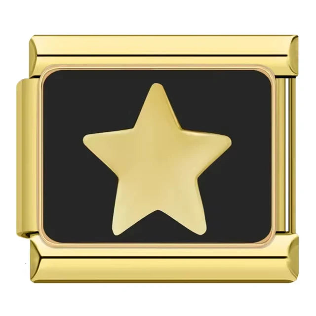BLACK AND GOLD STAR ITALIAN CHARM