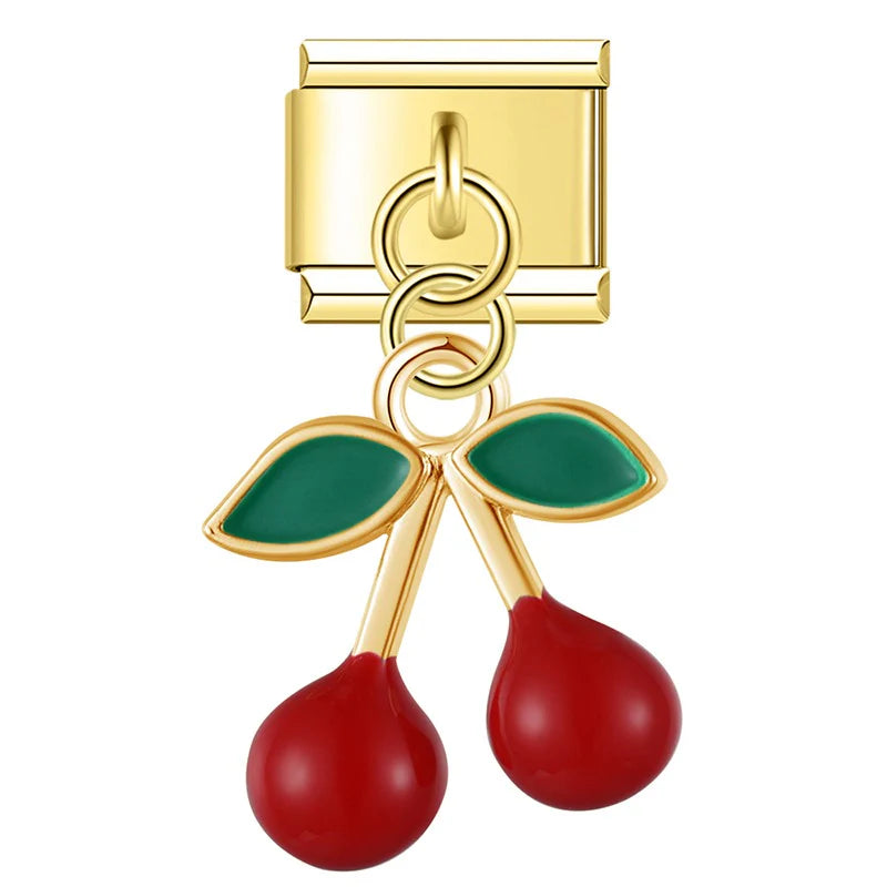 Cherry Pendant Italian Charm Italian charm bracelet link in stainless steel