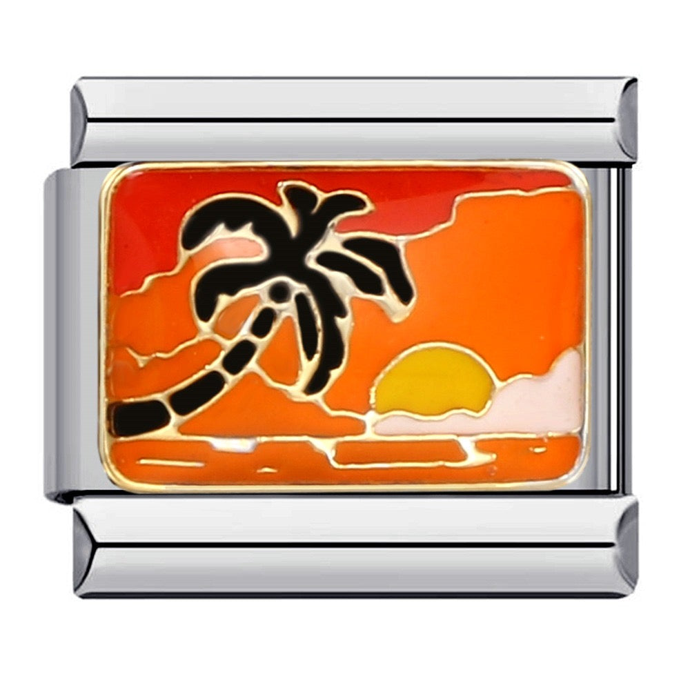 Sunset Italian Charm Italian charm bracelet link in stainless steel