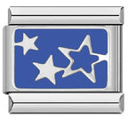 Blue Stars Italian Charm Italian charm bracelet link in stainless steel