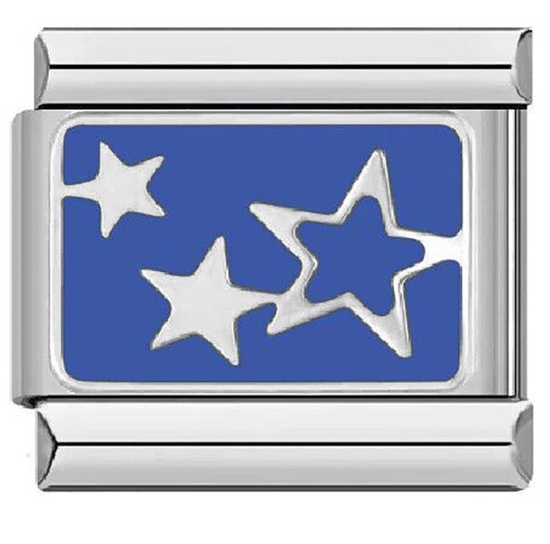 Blue Stars Italian Charm Italian charm bracelet link in stainless steel