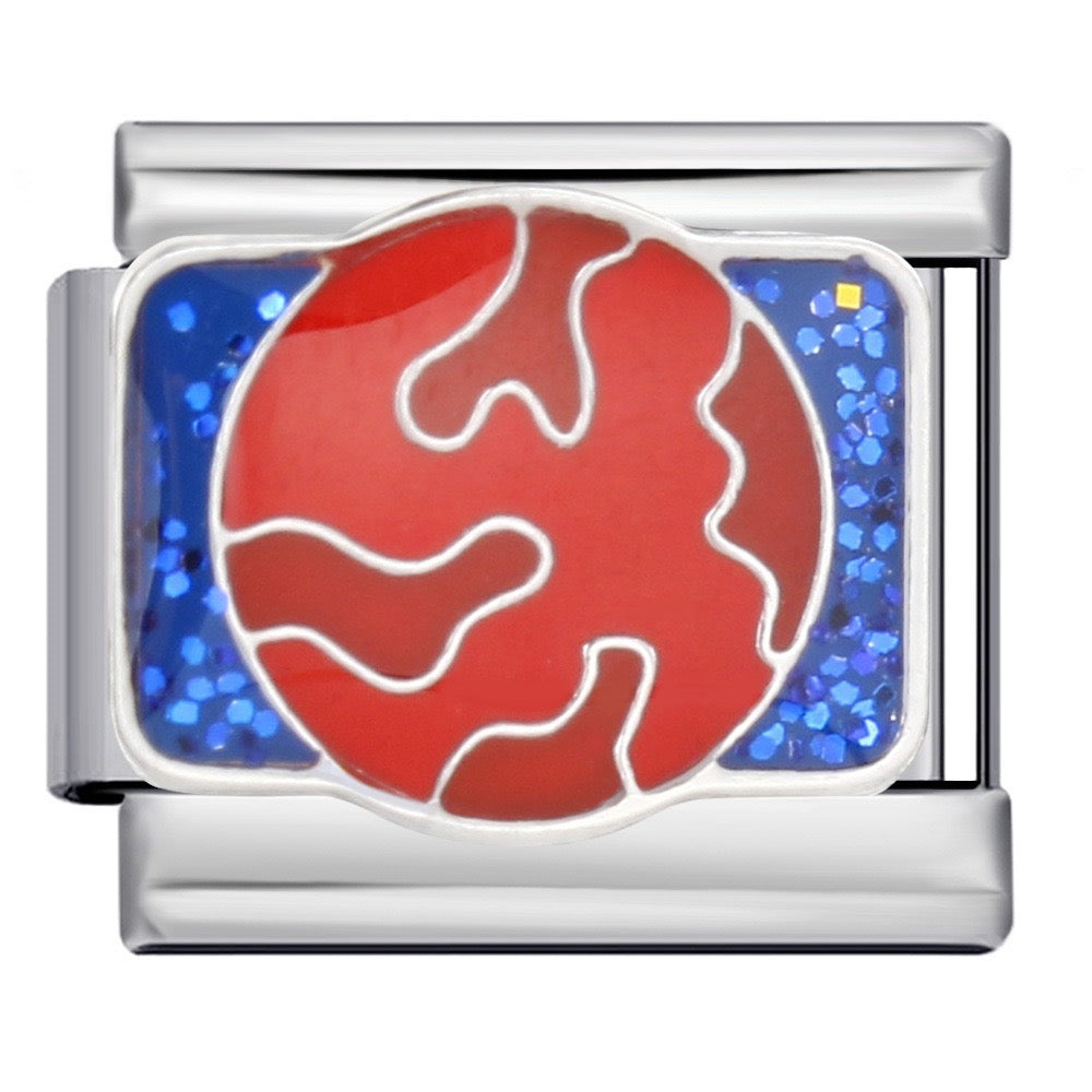 Red Planet Italian Charm Italian charm bracelet link in stainless steel