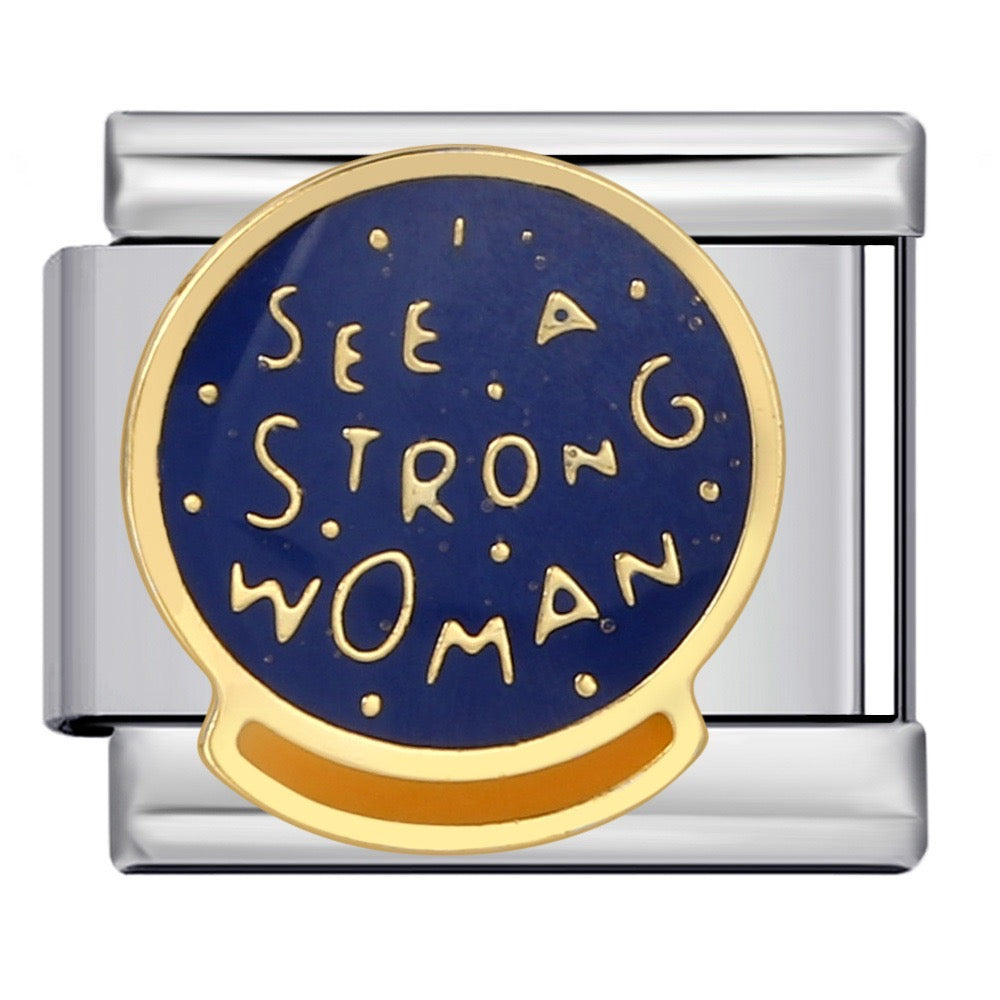 I See A Strong Woman Italian Charm Italian charm bracelet link in stainless steel