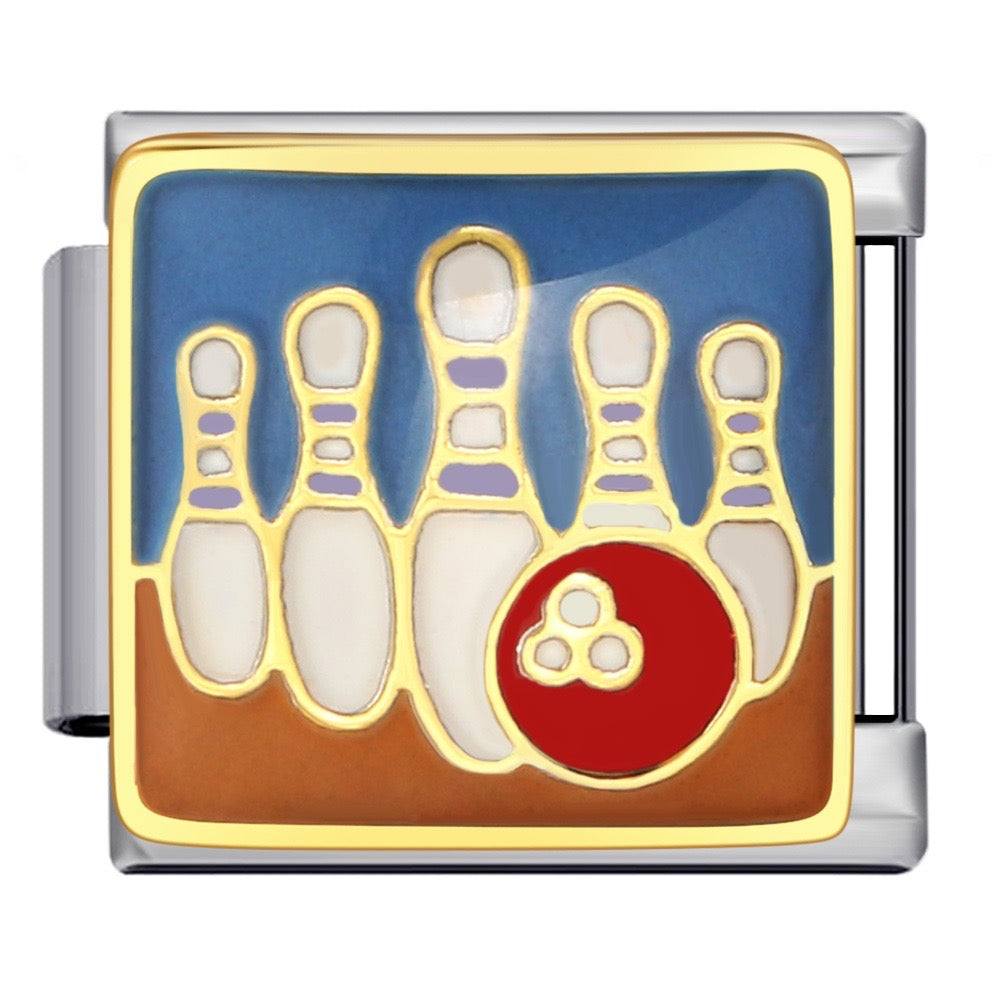 Bowling Italian Charm Italian charm bracelet link in stainless steel