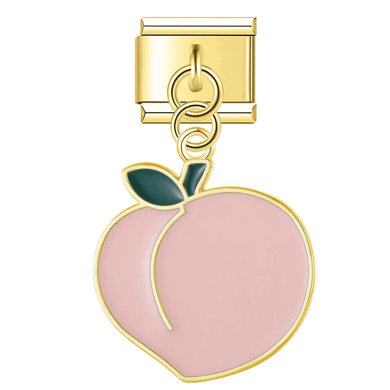 Peach Pendant Italian Charm Italian charm bracelet link in stainless steel