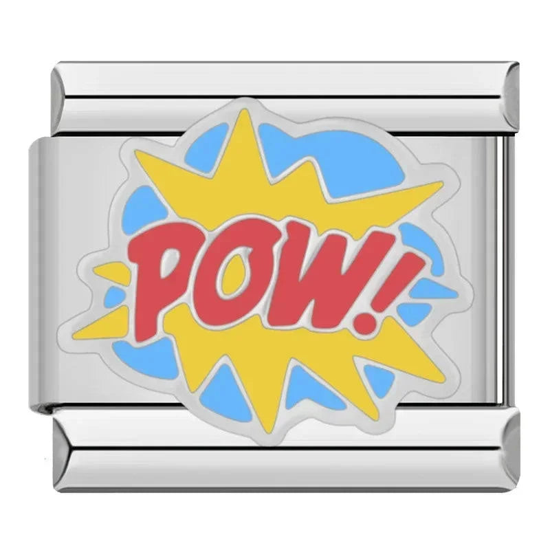 Pow Italian Charm Italian charm bracelet link in stainless steel