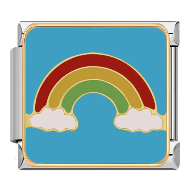 Rainbow Italian Charm Italian charm bracelet link in stainless steel