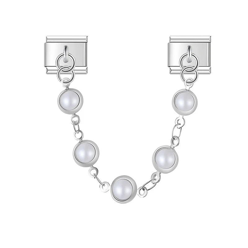 Pearl Chain Italian Charm Italian charm bracelet link in stainless steel