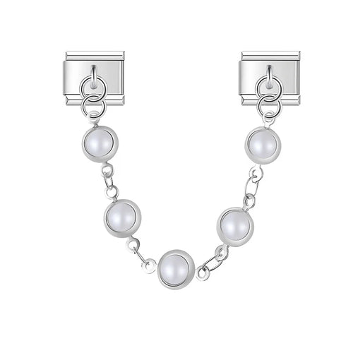 Pearl Chain Italian Charm Italian charm bracelet link in stainless steel