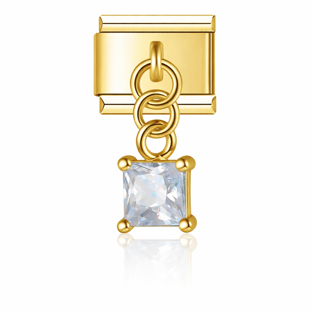 Square Pendant Italian Charm Italian charm bracelet link in stainless steel