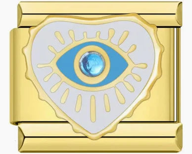 WHITE HEART EVIL EYE ITALIAN CHARM