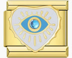 WHITE HEART EVIL EYE ITALIAN CHARM